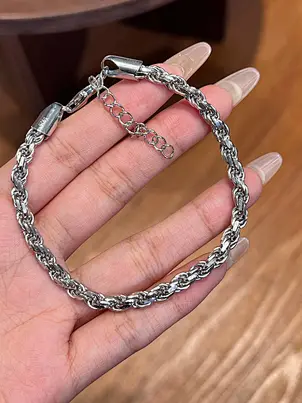 stackable silver beaded bracelet